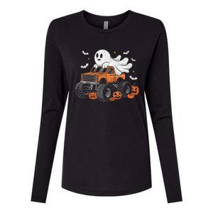 Monster Truck Ghost Pumpkin Halloween Costume Womens Cotton Relaxed Long Sleeve T-Shirt