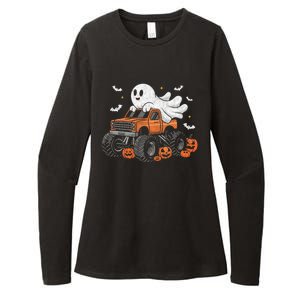 Monster Truck Ghost Pumpkin Halloween Costume Womens CVC Long Sleeve Shirt