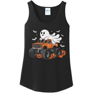 Monster Truck Ghost Pumpkin Halloween Costume Ladies Essential Tank