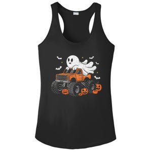 Monster Truck Ghost Pumpkin Halloween Costume Ladies PosiCharge Competitor Racerback Tank