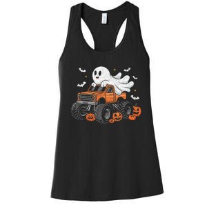 Monster Truck Ghost Pumpkin Halloween Costume Women's Racerback Tank