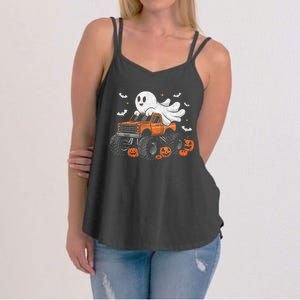 Monster Truck Ghost Pumpkin Halloween Costume Women's Strappy Tank