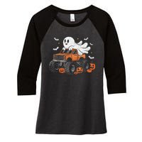 Monster Truck Ghost Pumpkin Halloween Costume Women's Tri-Blend 3/4-Sleeve Raglan Shirt