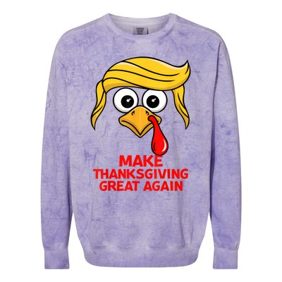 Make Thanksgiving Great Again Trump Turkey Funny Colorblast Crewneck Sweatshirt