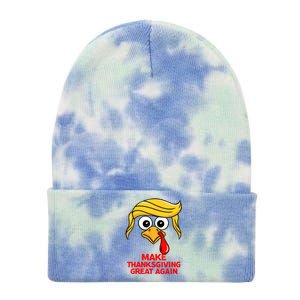 Make Thanksgiving Great Again Trump Turkey Funny Tie Dye 12in Knit Beanie