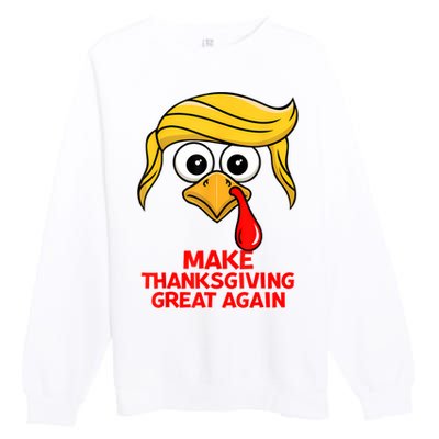 Make Thanksgiving Great Again Trump Turkey Funny Premium Crewneck Sweatshirt