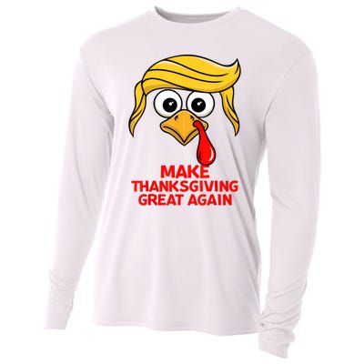 Make Thanksgiving Great Again Trump Turkey Funny Cooling Performance Long Sleeve Crew