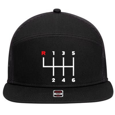 Manual Transmission Gear Shifter Pattern 7 Panel Mesh Trucker Snapback Hat