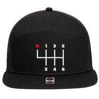 Manual Transmission Gear Shifter Pattern 7 Panel Mesh Trucker Snapback Hat