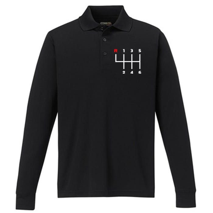 Manual Transmission Gear Shifter Pattern Performance Long Sleeve Polo