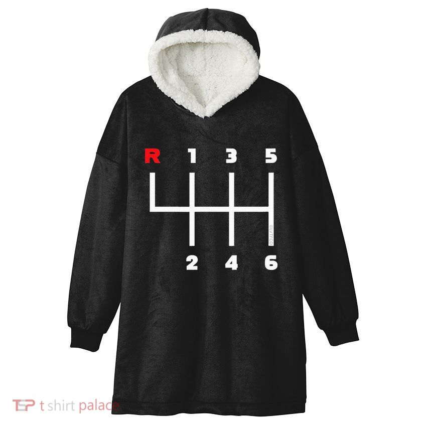 Manual Transmission Gear Shifter Pattern Hooded Wearable Blanket