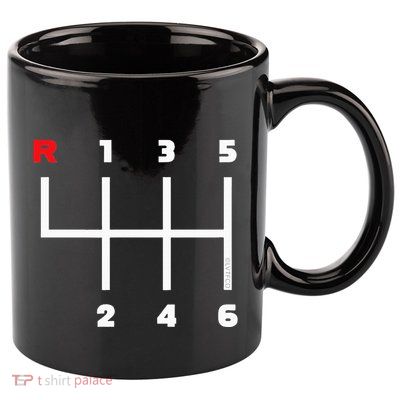 Manual Transmission Gear Shifter Pattern 11oz C Handle Ceramic Mug
