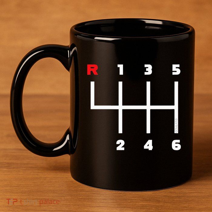 Manual Transmission Gear Shifter Pattern 11oz C Handle Ceramic Mug