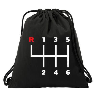 Manual Transmission Gear Shifter Pattern Drawstring Bag