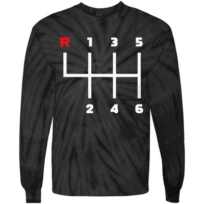 Manual Transmission Gear Shifter Pattern Tie-Dye Long Sleeve Shirt