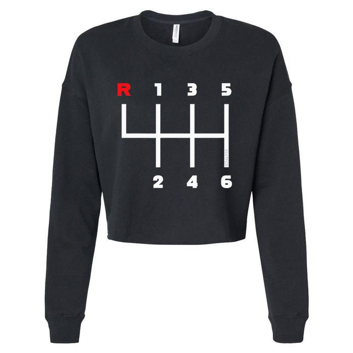 Manual Transmission Gear Shifter Pattern Cropped Pullover Crew