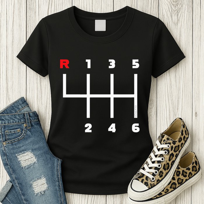 Manual Transmission Gear Shifter Pattern Womens T-Shirt