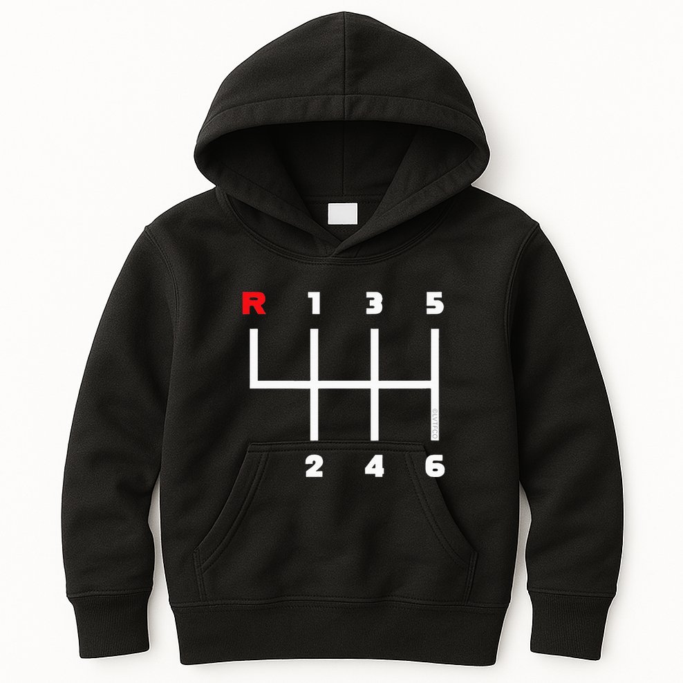 Manual Transmission Gear Shifter Pattern Kids Hoodie