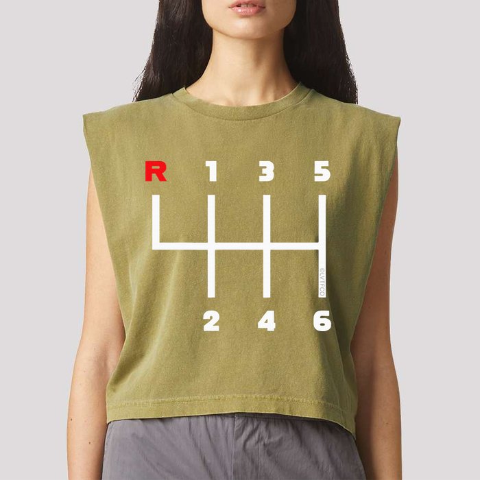 Manual Transmission Gear Shifter Pattern Garment-Dyed Women's Muscle Tee