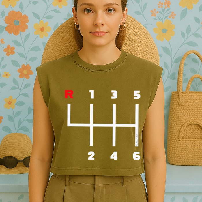 Manual Transmission Gear Shifter Pattern Garment-Dyed Women's Muscle Tee