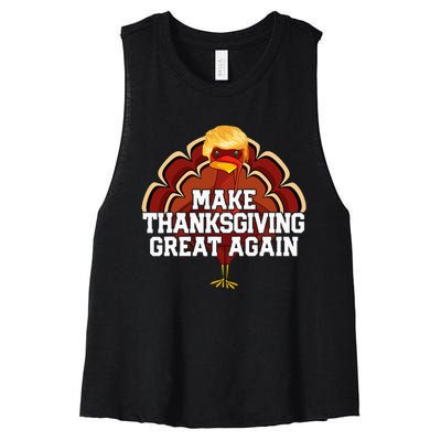 Make Thanksgiving Great Again Trump Turkey Funny 2024 Gift Women's Racerback Cropped Tank