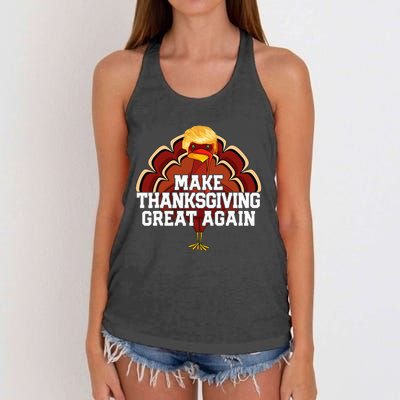 Make Thanksgiving Great Again Trump Turkey Funny 2024 Gift Women's Knotted Racerback Tank