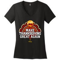 Make Thanksgiving Great Again Trump Turkey Funny 2024 Gift Women's V-Neck T-Shirt