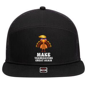 Make Thanksgiving Great Again Trump Holiday Turkey 2024 7 Panel Mesh Trucker Snapback Hat