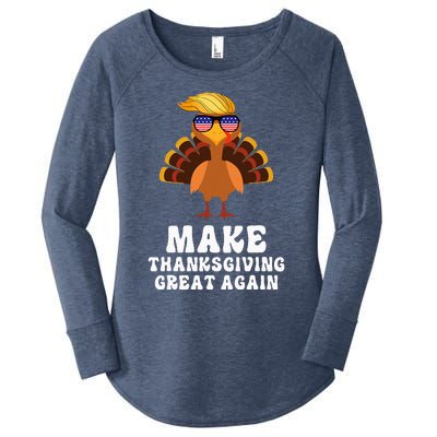 Make Thanksgiving Great Again Trump Holiday Turkey 2024 Women's Perfect Tri Tunic Long Sleeve Shirt