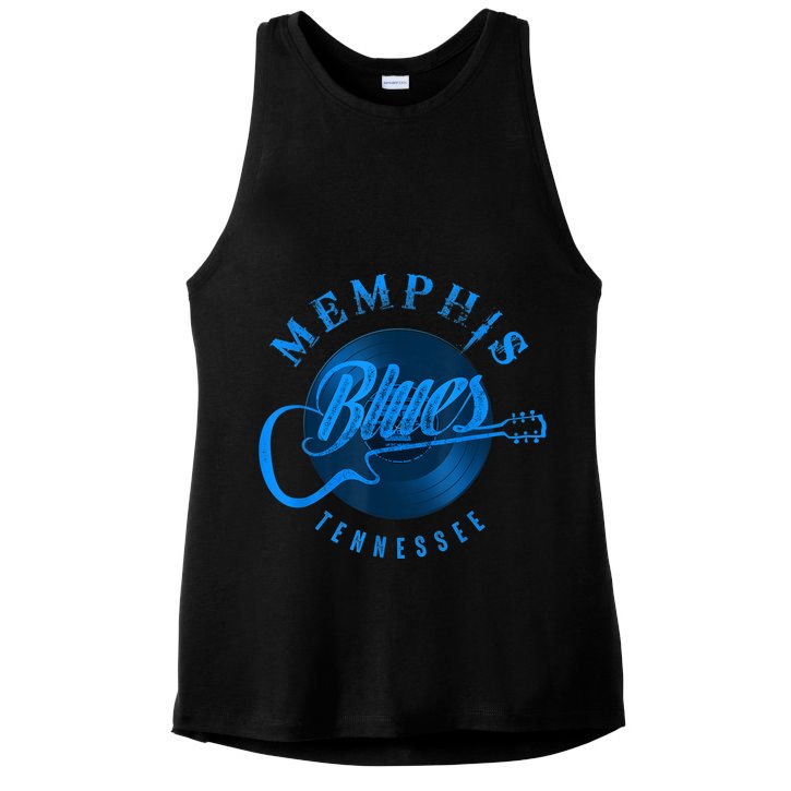 Memphis Tennessee Guitar Vintage Ladies PosiCharge Tri-Blend Wicking Tank