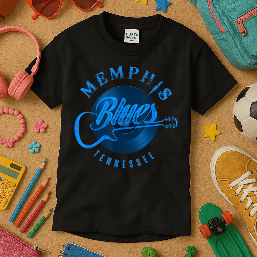 Memphis Tennessee Guitar Vintage Kids T-Shirt