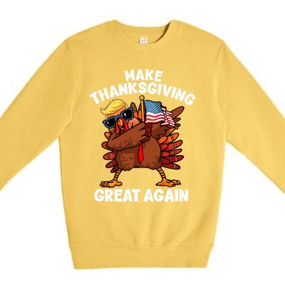 Make Thanksgiving Great Again Dabbing Turkey Trump American Gift Premium Crewneck Sweatshirt