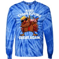 Make Thanksgiving Great Again Dabbing Turkey Trump American Gift Tie-Dye Long Sleeve Shirt