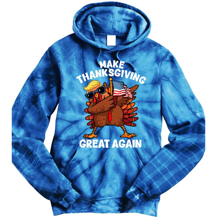 Make Thanksgiving Great Again Dabbing Turkey Trump American Gift Tie Dye Hoodie