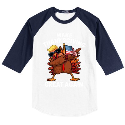 Make Thanksgiving Great Again Dabbing Turkey Trump American Gift Baseball Sleeve Shirt