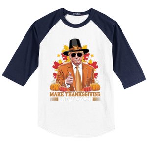 Make Thanksgiving Great Again Funny Trump Cool Gift Baseball Sleeve Shirt