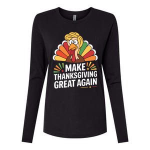 Make Thanksgiving Great Again Funny Trump Turkey 2024 Design Cute Gift Womens Cotton Relaxed Long Sleeve T-Shirt