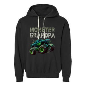 Monster Truck Grandpa Family Matching Monster Truck Lovers Garment-Dyed Fleece Hoodie