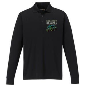 Monster Truck Grandpa Family Matching Monster Truck Lovers Performance Long Sleeve Polo