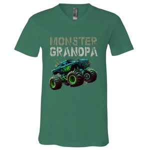 Monster Truck Grandpa Family Matching Monster Truck Lovers V-Neck T-Shirt