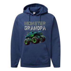 Monster Truck Grandpa Family Matching Monster Truck Lovers Performance Fleece Hoodie