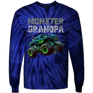 Monster Truck Grandpa Family Matching Monster Truck Lovers Tie-Dye Long Sleeve Shirt