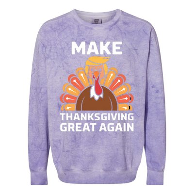 Make Thanksgiving Great Again Funny Trump Turkey Fall Design Gift Colorblast Crewneck Sweatshirt