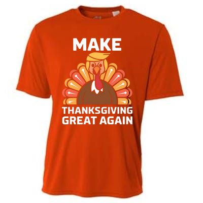 Make Thanksgiving Great Again Funny Trump Turkey Fall Design Gift Cooling Performance Crew T-Shirt