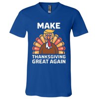 Make Thanksgiving Great Again Funny Trump Turkey Fall Design Gift V-Neck T-Shirt