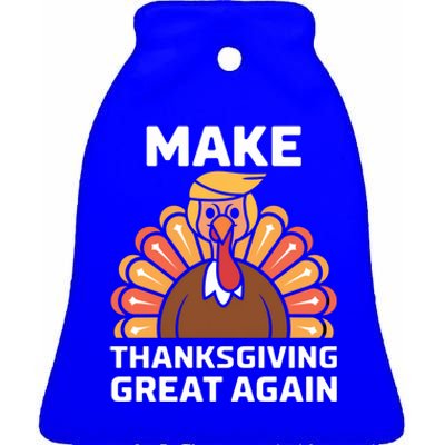 Make Thanksgiving Great Again Funny Trump Turkey Fall Design Gift Ceramic Bell Ornament