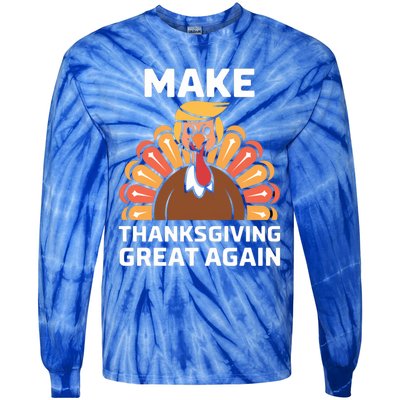 Make Thanksgiving Great Again Funny Trump Turkey Fall Design Gift Tie-Dye Long Sleeve Shirt