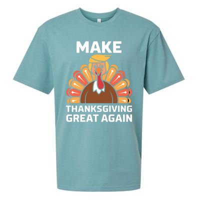 Make Thanksgiving Great Again Funny Trump Turkey Fall Design Gift Sueded Cloud Jersey T-Shirt