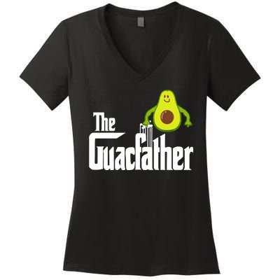 Men The Guac Father Funny Guacamole Avocado Lover Women's V-Neck T-Shirt