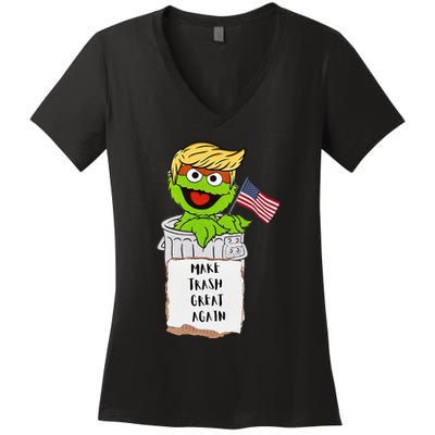 Make Trash Great Again Trump Garbage Reference Women's V-Neck T-Shirt